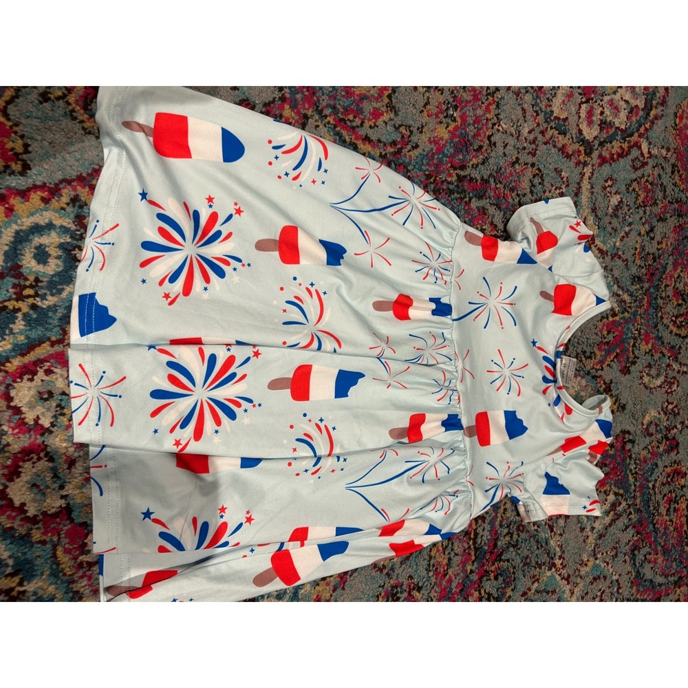 Romarose Girls Blue Patriotic Popsicle Fireworks Dress Size 4T Summer k7036‎ - Picture 6 of 6